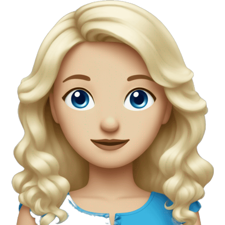 Polish blonde girl with blue eyes in blue dress emoji