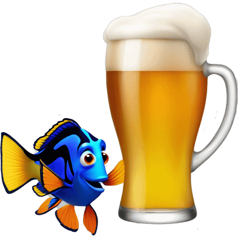 Nemo avec une bière emoji