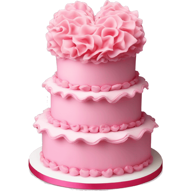 Birthday cake heart ruffles pink coquette three tier emoji