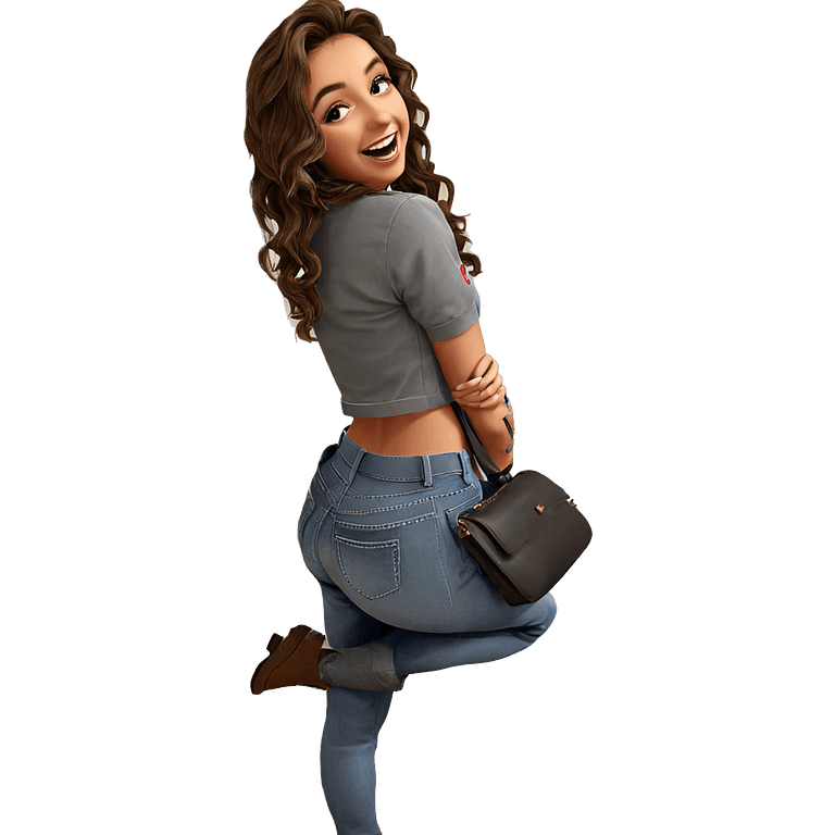 smiling girl in denim outfit emoji