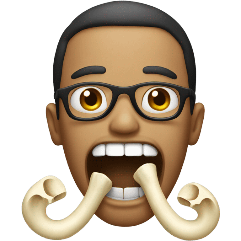 emoji with bone in mouth emoji