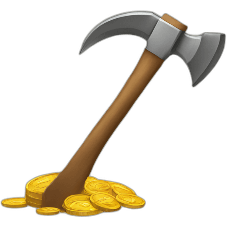 Pickaxe on coin emoji