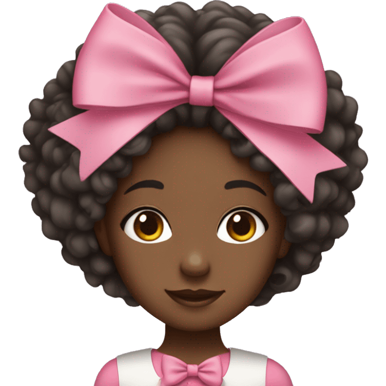 black girl with curly hair and a pink bow emoji