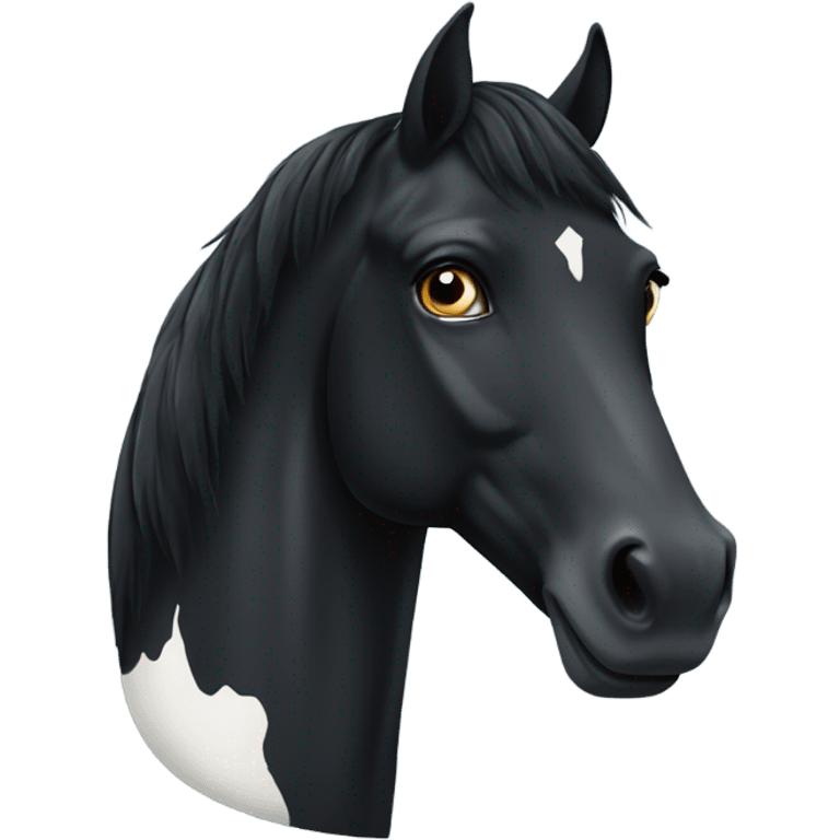 Black horse with white spot on forehead emoji