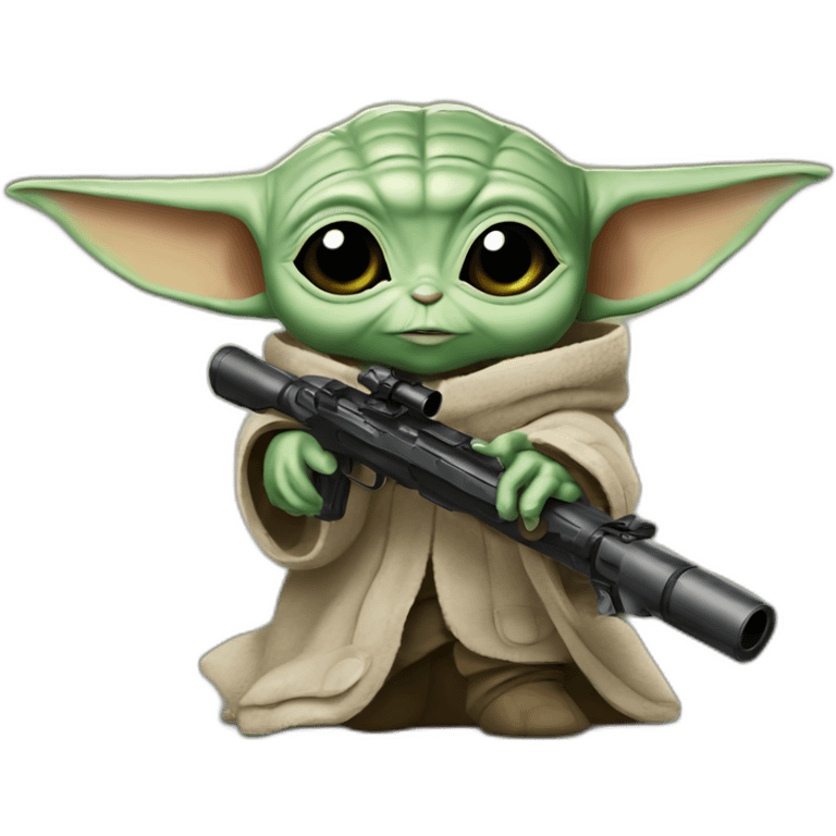 baby yoda with sniper emoji