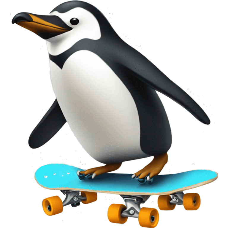 Skateboarding pinguin emoji