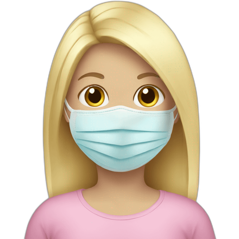 Blond girl with face mask emoji