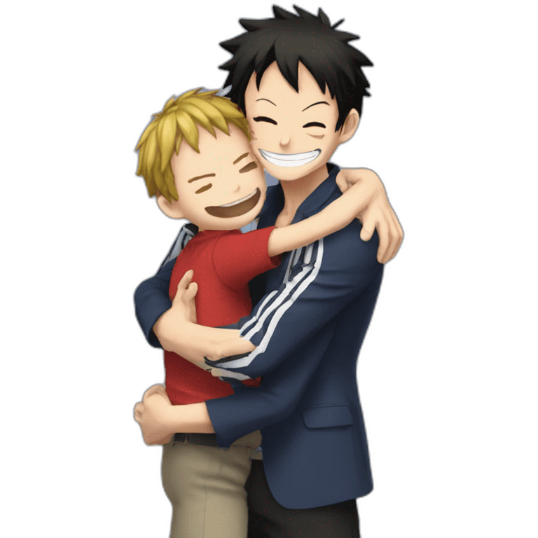 luffy with macron hug emoji