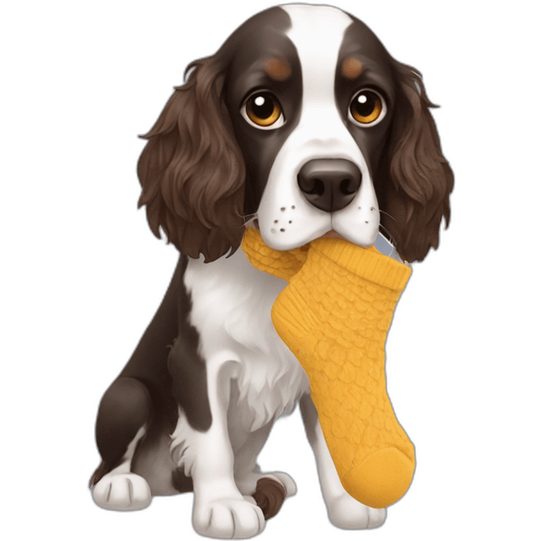 spaniel eating a sock emoji