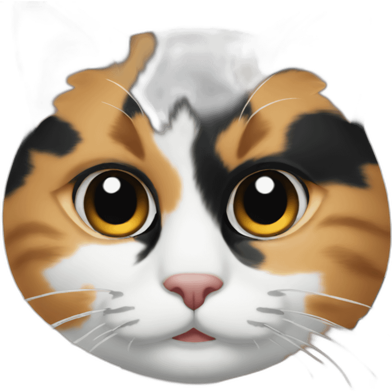 Calico cat with black face and white nose stripe emoji