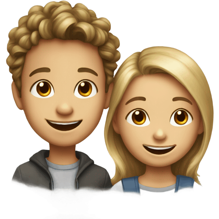 happy girl and boy portrait emoji