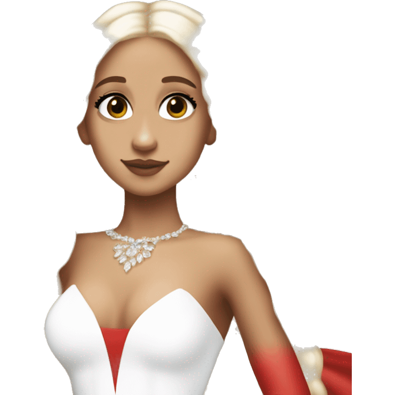 white ariana grande, blonde hair, red dress, ethereal  emoji