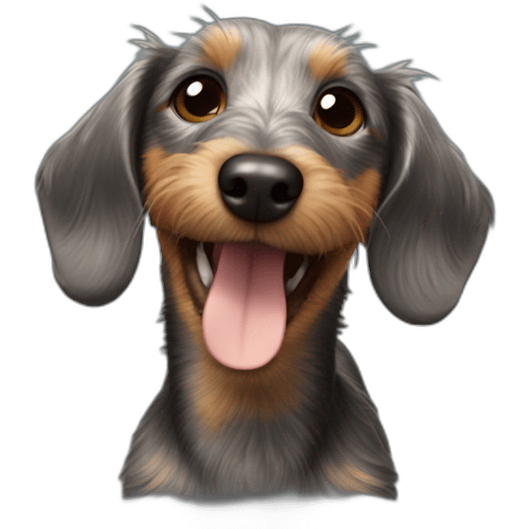 Happy wire-haired dachshund emoji