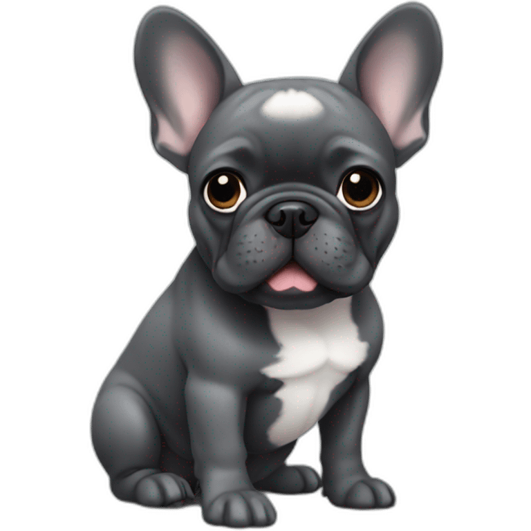 small dark grey french bulldog  emoji