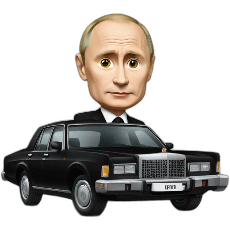 vladimir putin is driving a big black car emoji