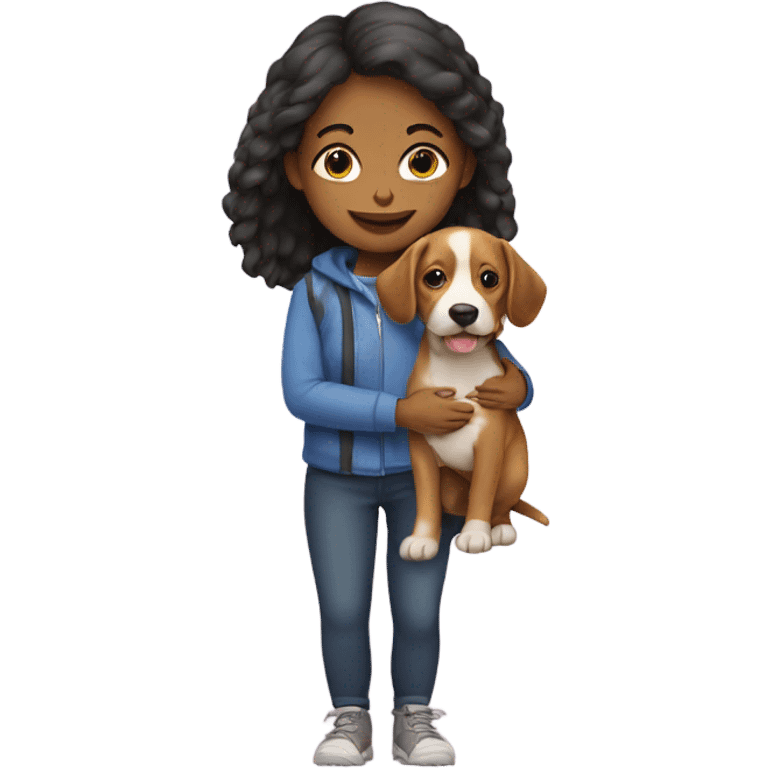 Girl holding dog emoji