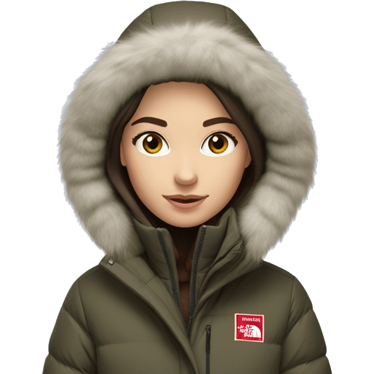 White  brunette Girl wearing northface parka emoji