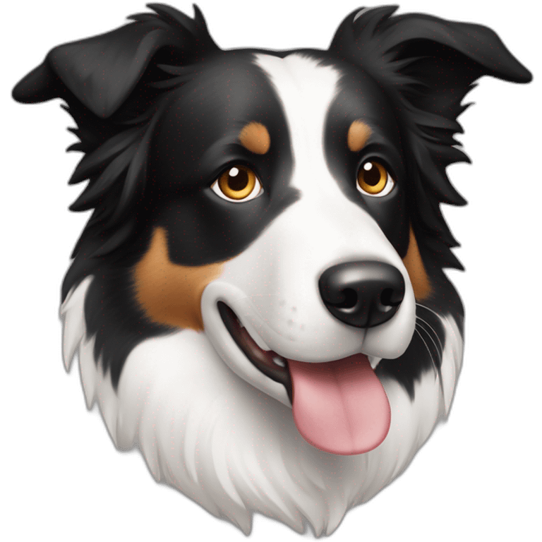 a border collie with asymetric white spot on his head between his eyes emoji