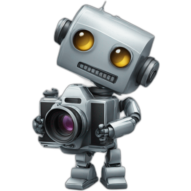 robot holding a film camera emoji