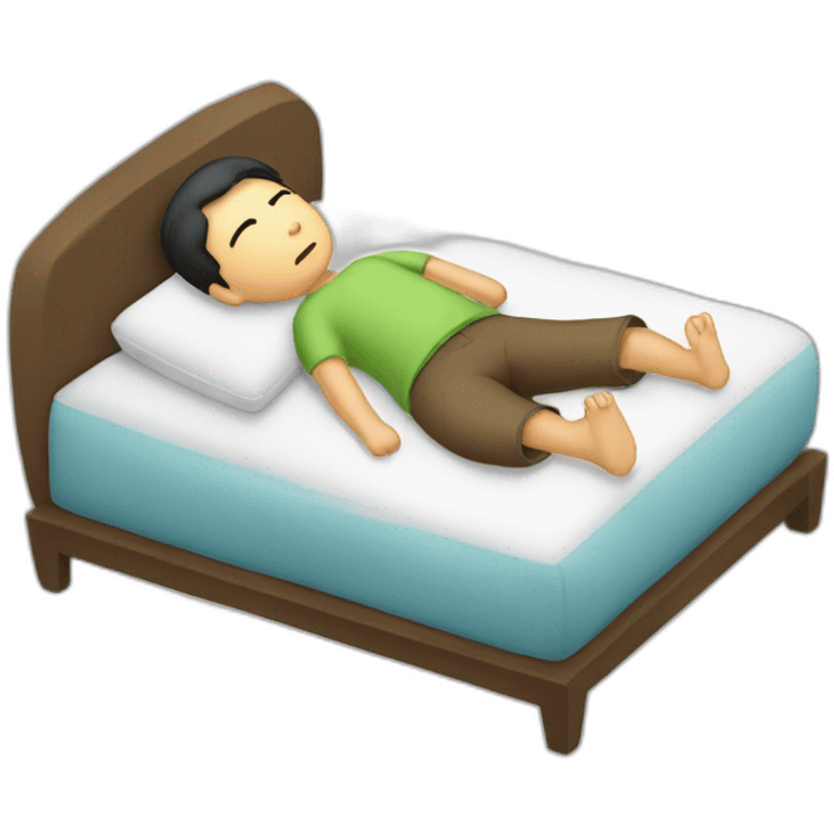 Asian guy sleeping on side with a pillow between his foot emoji