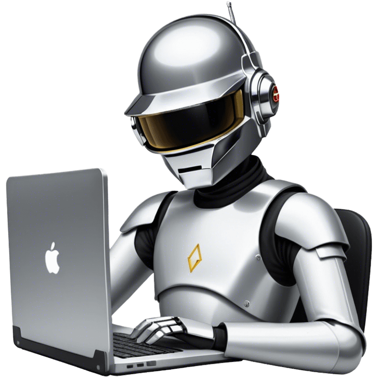 Daft punk writing code on a laptop emoji