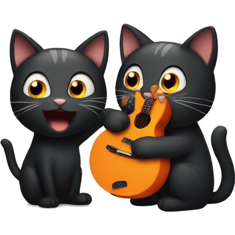 Black Cat and Orange Cat sing emoji