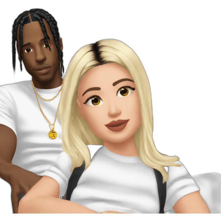 travis scott with kylie jenner and stormi emoji