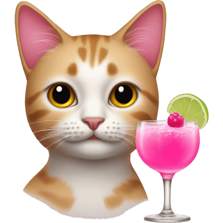 Cat with pink coctail emoji