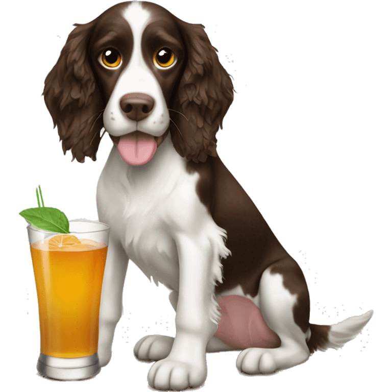 Springer spaniel with a drink emoji