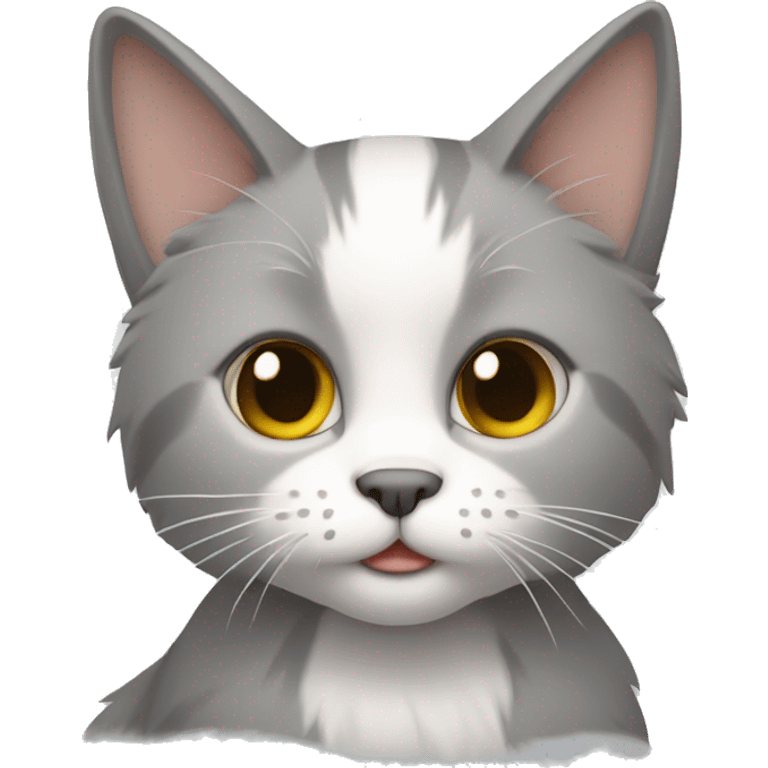 gato gris y blanco peludo emoji