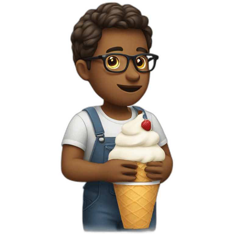 Nerd eating ice cream emoji