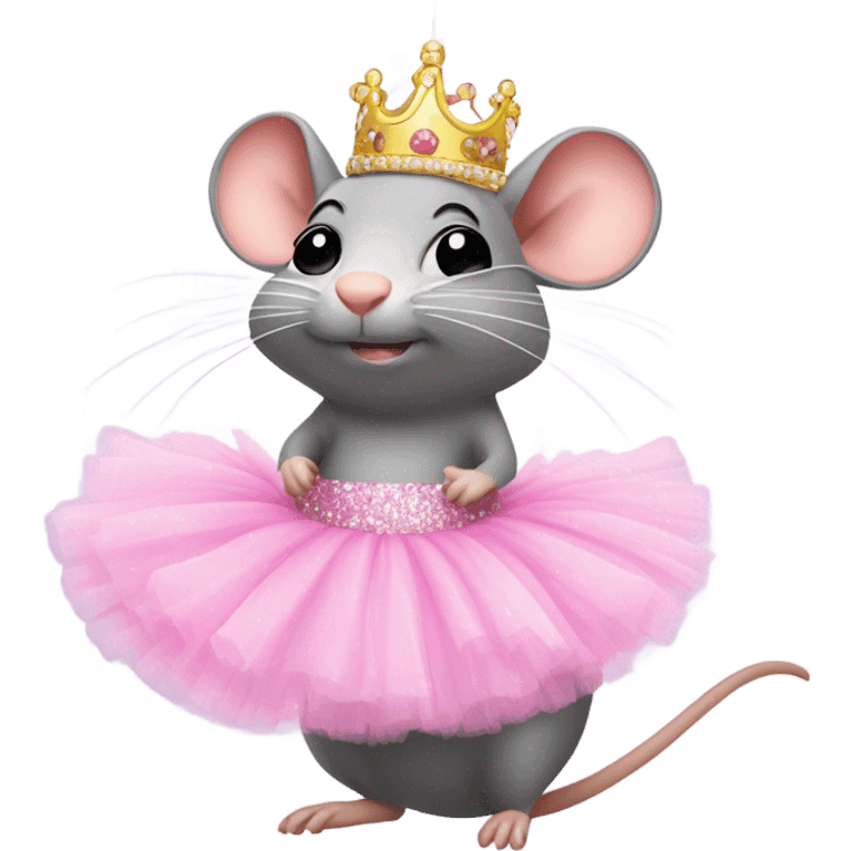 Rat with pink tutu and tiara emoji