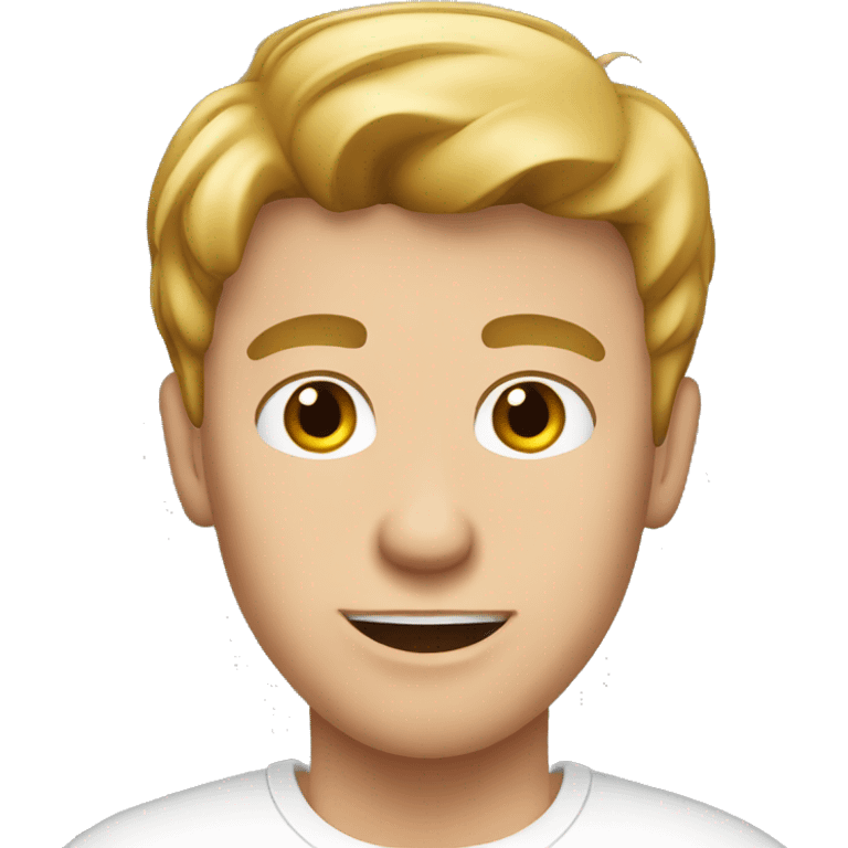 young caucasian man with white t-shirt emoji