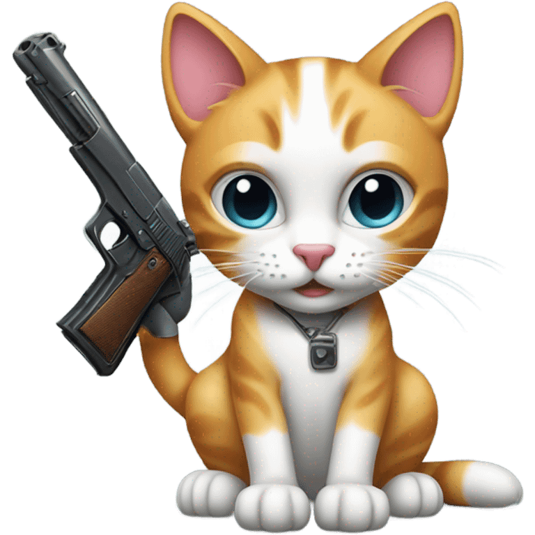 Cat with a gun emoji