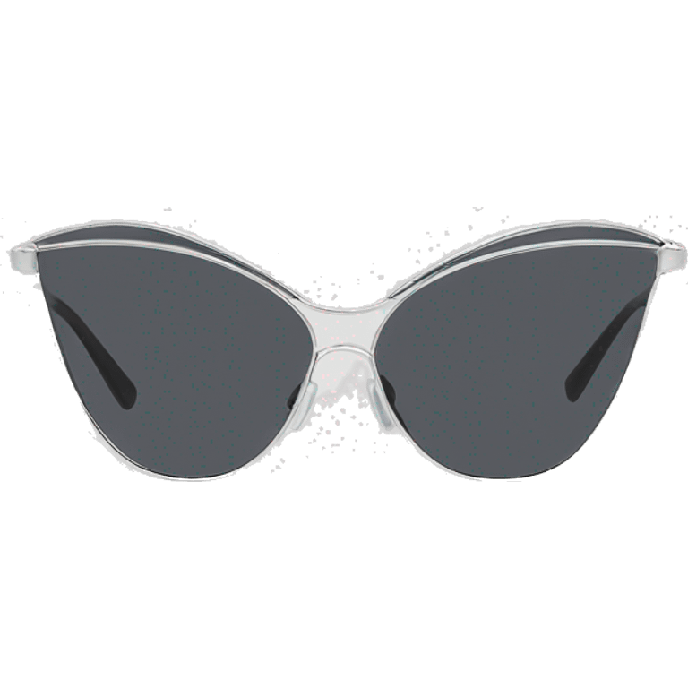 Y2K  Sports Sunglasses front view cat eye with silver frame emoji