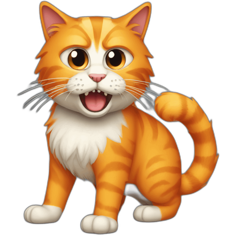 angry orange hairy cat with long tail emoji