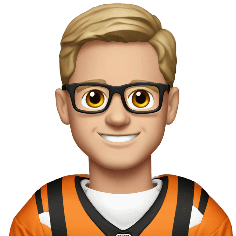 Joe burrow wearing sheisty glasses in a bengals uniform emoji