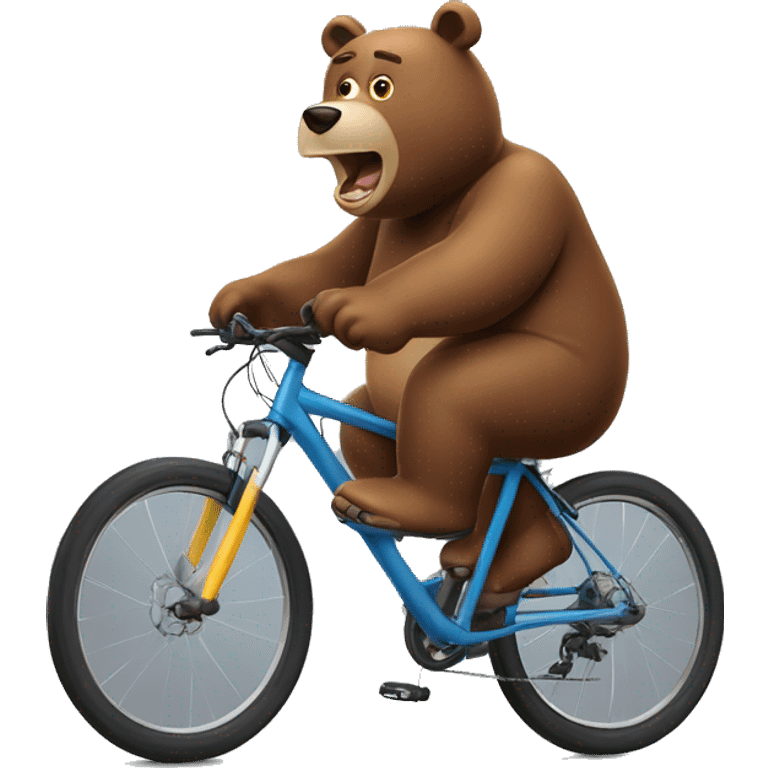 scared chubby brown bear on a road bike emoji