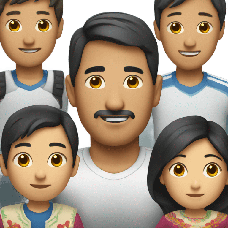 Family mexican man asian wife 2 asian  boys emoji