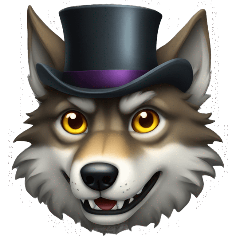 Evil wolf with top hat emoji