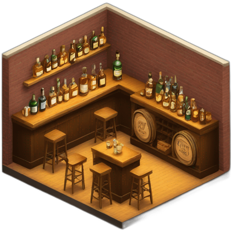 Whiskey bar isometric emoji