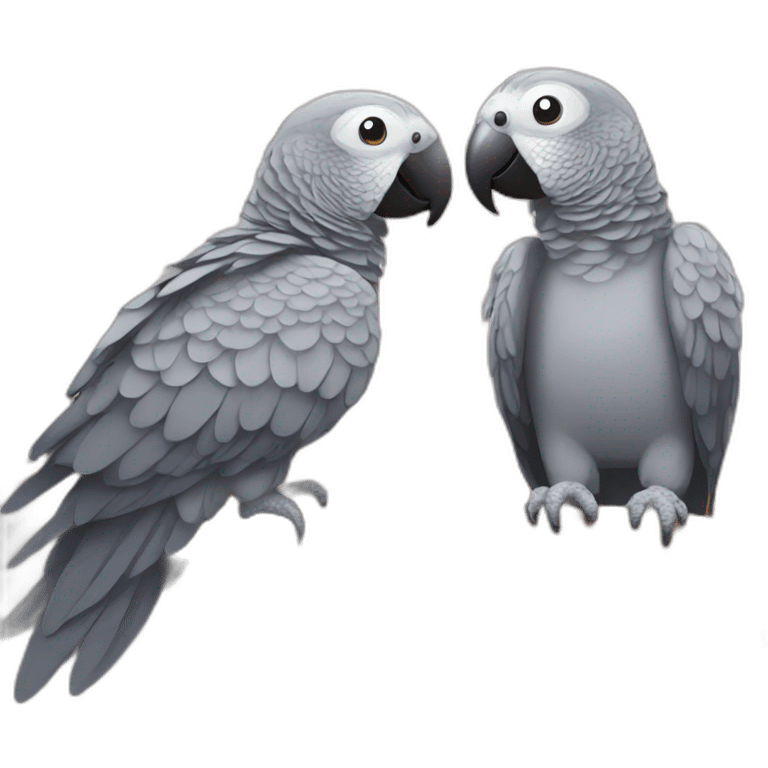 African grey parrot and colorful parrot emoji