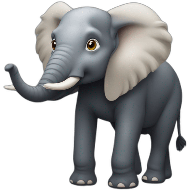 Une autruche sur un éléphant emoji