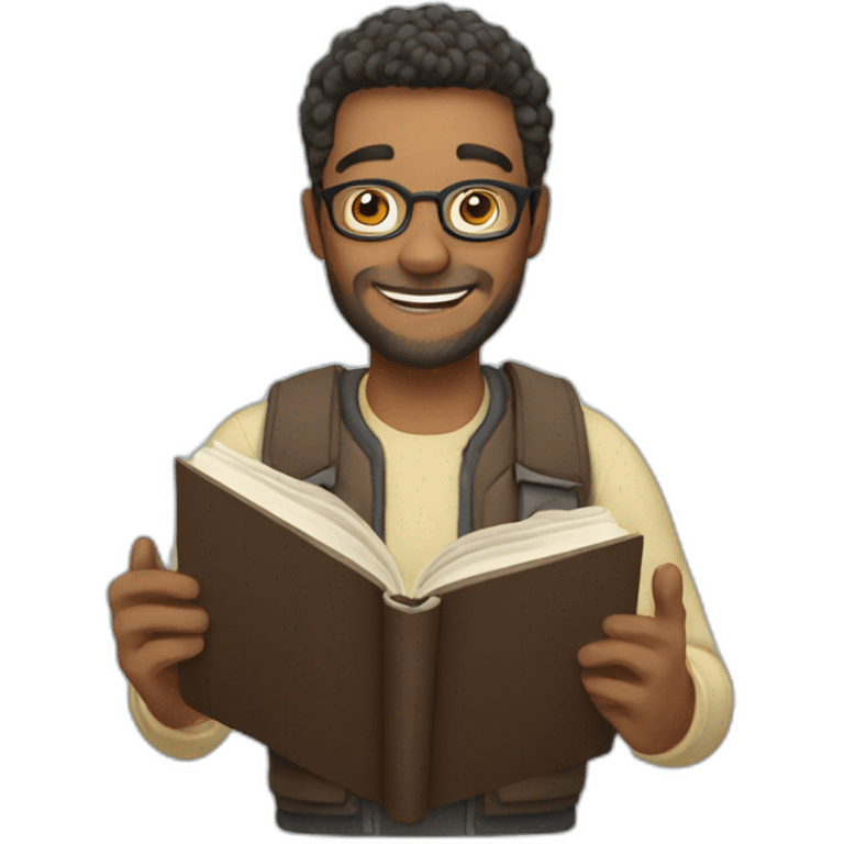 man happily reading a book emoji