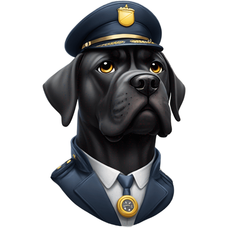 A Cane Corso dressed as an airplane pilot. emoji