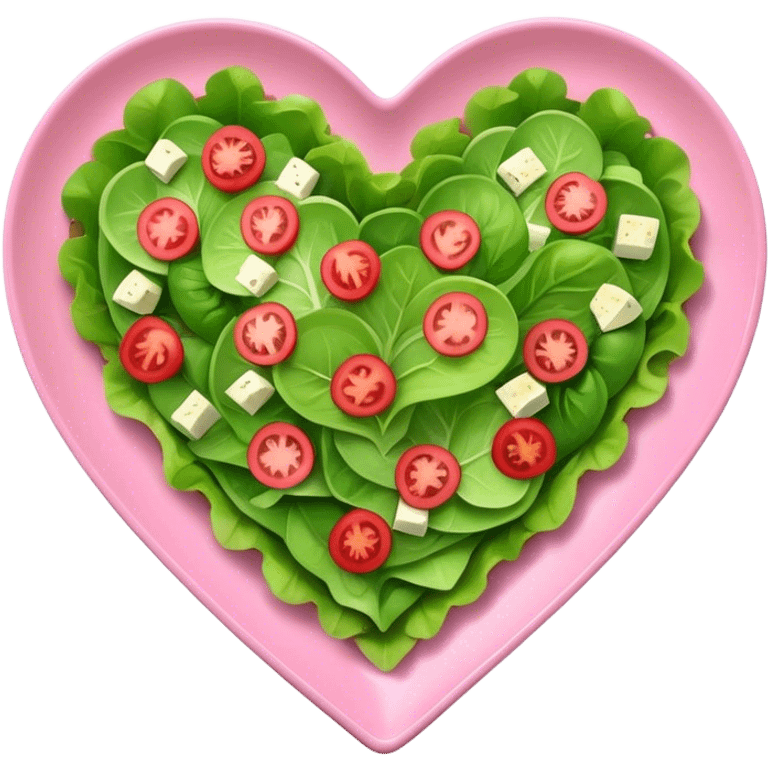 green salad in a pink heart shaped plate   emoji