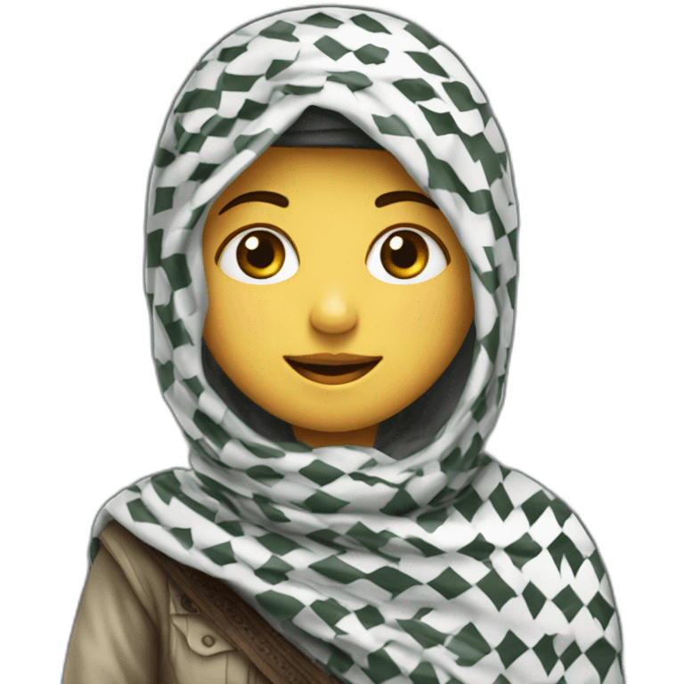 A child wearing a Palestinian keffiyeh emoji