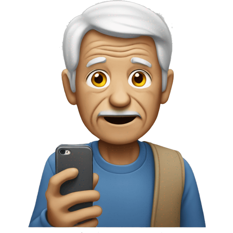 old man using an iphone emoji