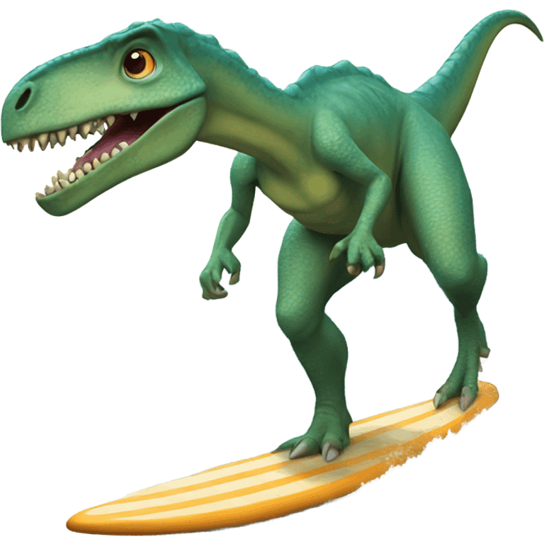 a surfing dinosaur  emoji