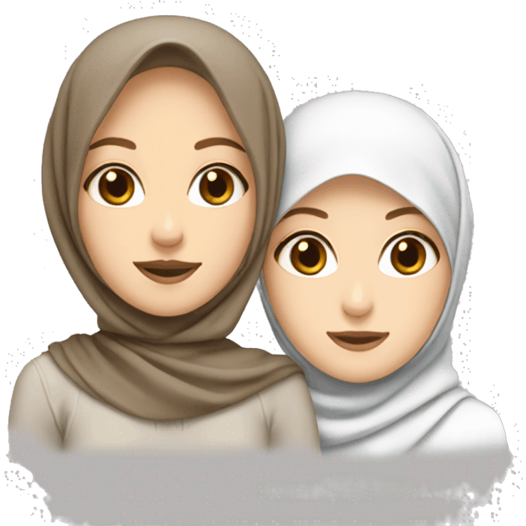 One white girl with brown hair with a hijabi friend   emoji